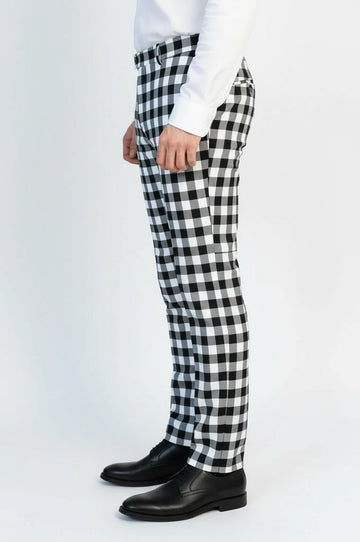 Pantalón Hombre Slim Fit Cuadros Negro - Wessi