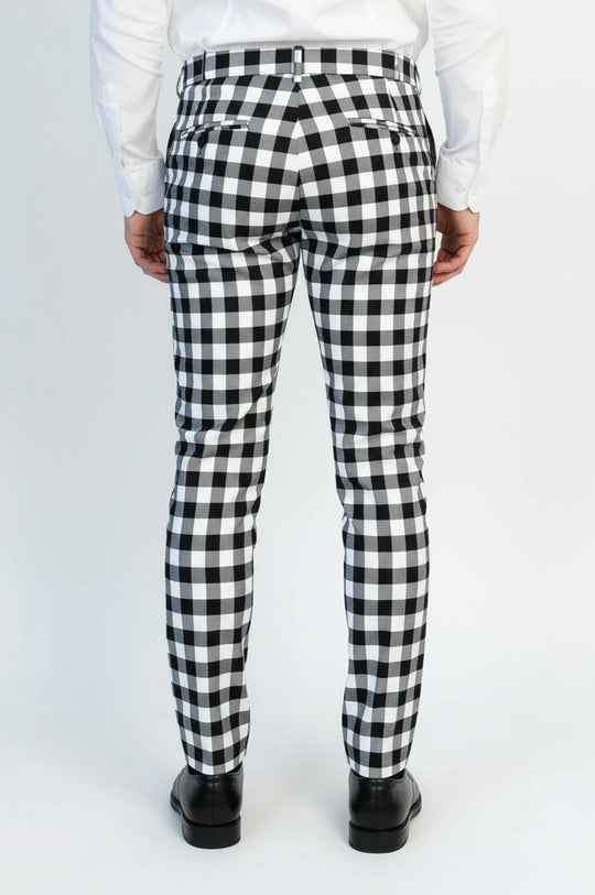 Pantalón Hombre Slim Fit Cuadros Negro - Wessi