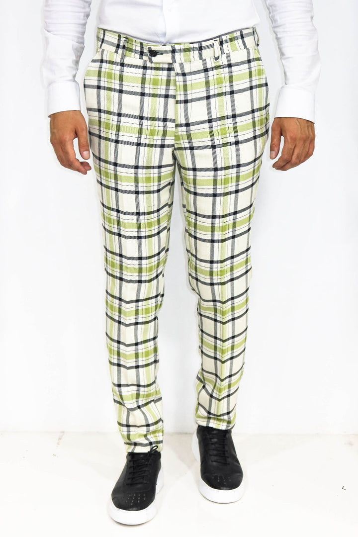 Pantalones de cuadros grises de corte entallado para hombre - Wessi