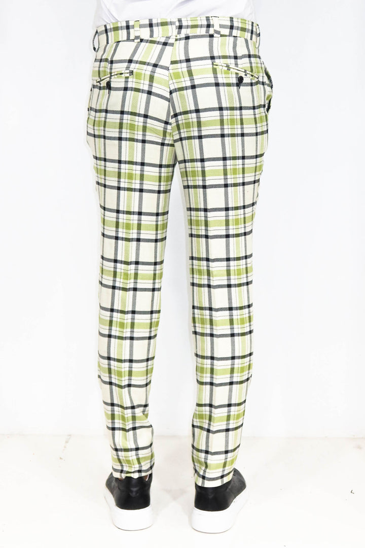 Pantalones de cuadros grises de corte entallado para hombre - Wessi