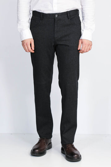 Черные мужские брюки из хлопка с 5 карманами - Wessi