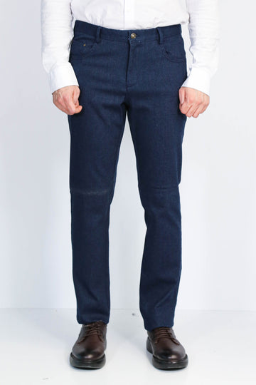 Брюки Slim Fit с 5 карманами, темно-синие мужские - Wessi
