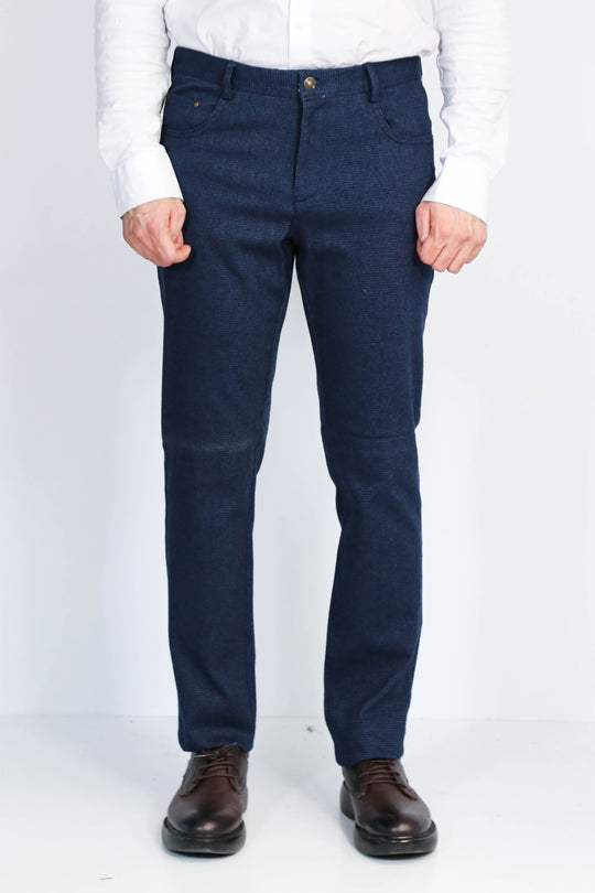 Брюки Slim Fit с 5 карманами, темно-синие мужские - Wessi