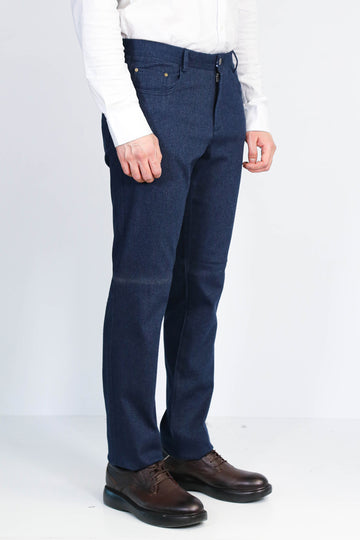 Брюки Slim Fit с 5 карманами, темно-синие мужские - Wessi