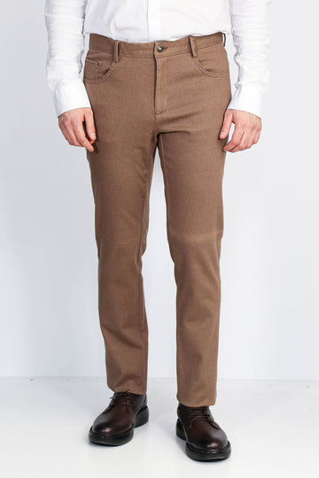 Pantalón Hombre Slim Fit Algodón Marrón Claro - Wessi