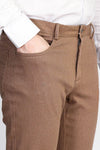 Светло-коричневые мужские брюки из хлопка приталенного кроя - Wessi