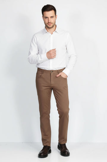 Pantalón Hombre Slim Fit Algodón Marrón Claro - Wessi