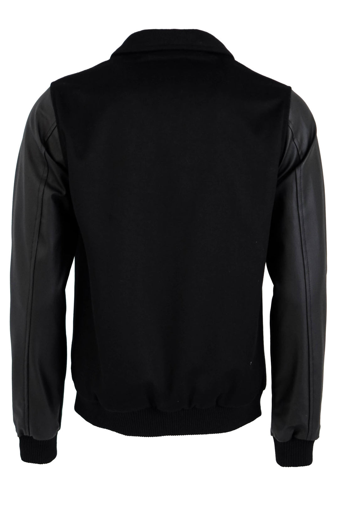 Cappotto cachet nero con maniche in pelle | Wess