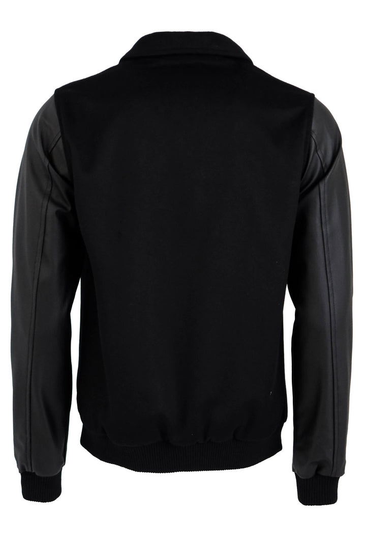 Cappotto cachet nero con maniche in pelle | Wess