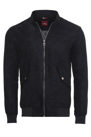 Abrigo Bomber Bolsillos Con Solapa Ante Azul Marino Hombre - Wessi