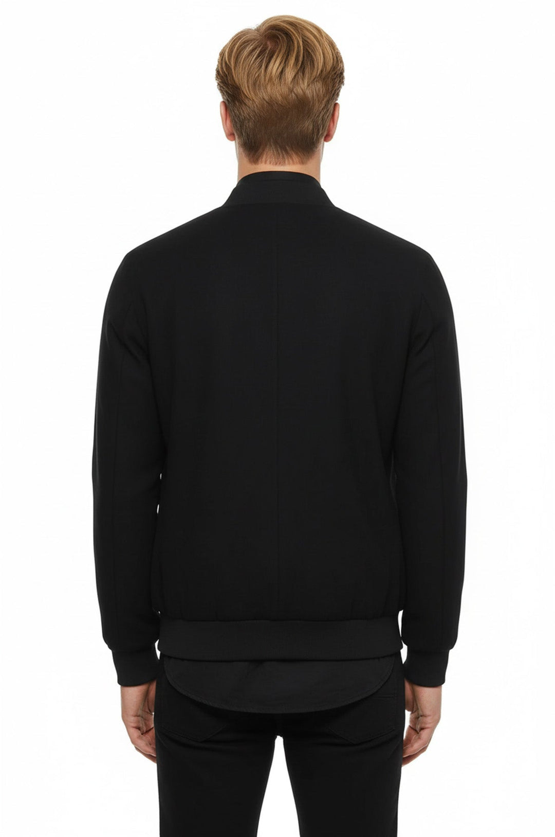 Flap Pockets Suede Navy Blue Men Bomber Coat - Wessi