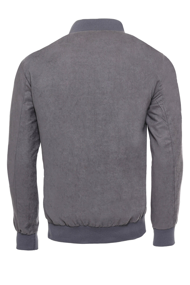 Abrigo bomber de ante con bolsillos de parche gris - Wessi