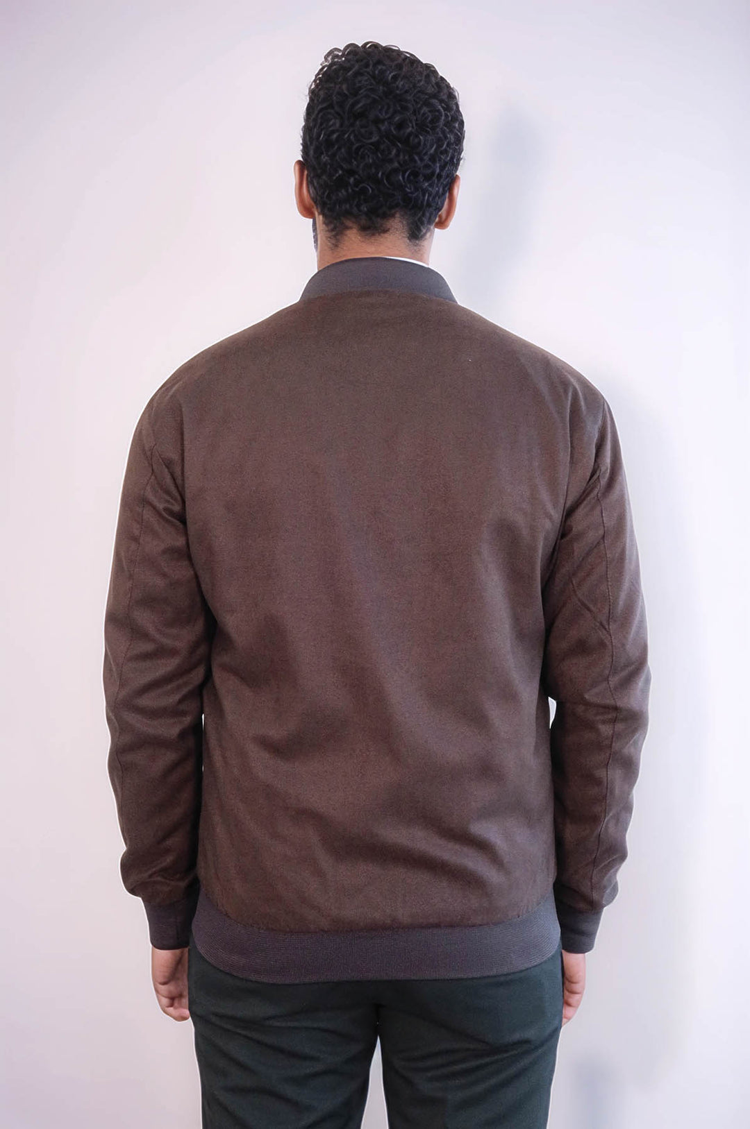 Flap Pockets Suede Brown Men Bomber Coat - Wessi