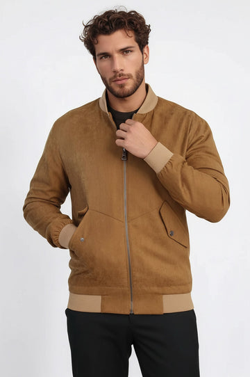 Замшевый бомбер Tawny с накладными карманами - Wessi