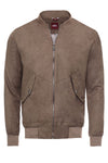 Flap Pockets Suede Light Brown Men Bomber Coat - Wessi