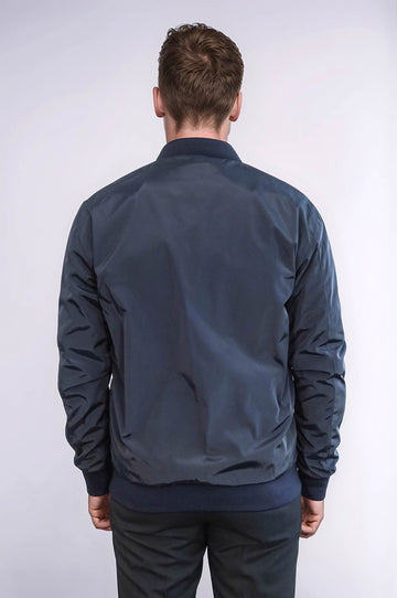 Abrigo Bomber Con Cremallera Y Bolsillos Con Solapa Azul Marino Hombre - Wessi