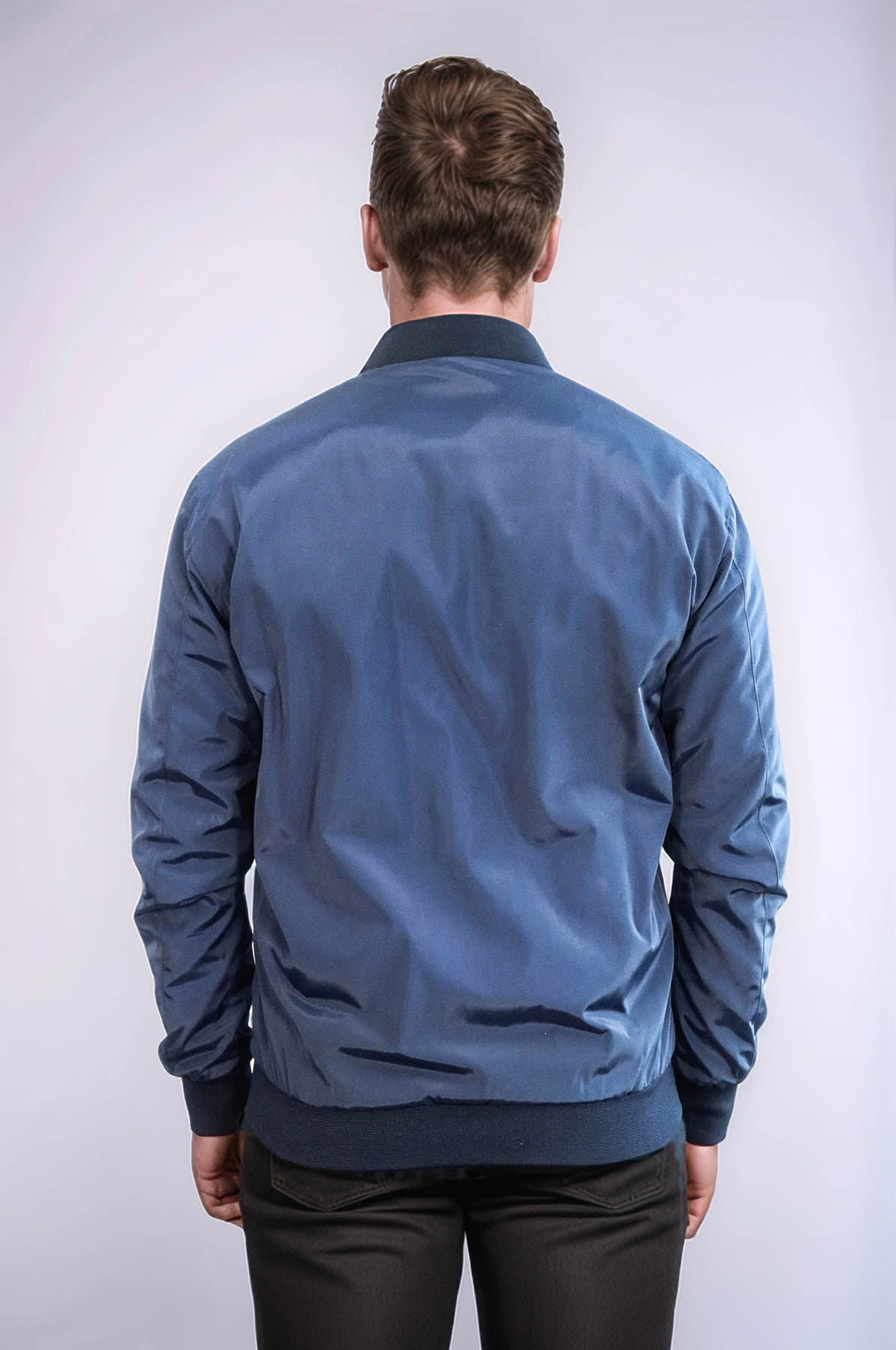 Flap Pockets Zippered Blue Men Bomber Coat - Wessi