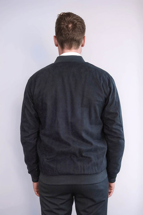 Plain Zippered Pockets Black Men Bomber Coat - Wessi