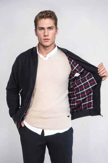 Plain Zippered Pockets Black Men Bomber Coat - Wessi