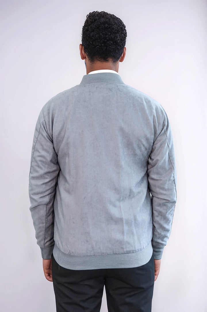 Cappotto bomber da uomo grigio con tasche semplici con cerniera - Wessi