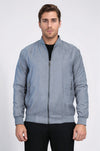 Plain Zippered Pockets Grey Men Bomber Coat - Wessi