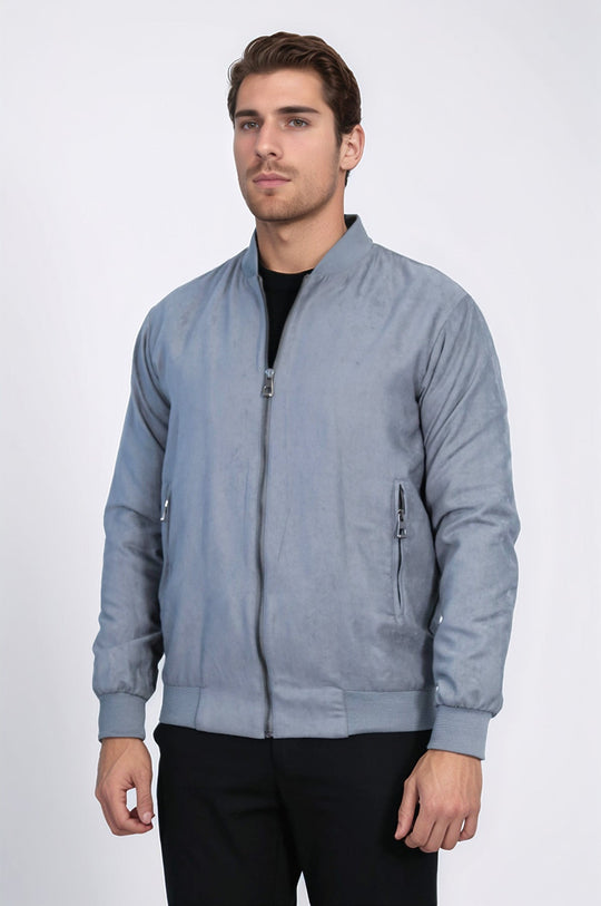 Cappotto bomber da uomo grigio con tasche semplici con cerniera - Wessi