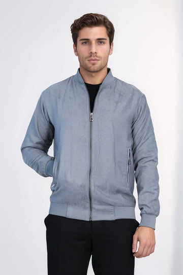 Cappotto bomber da uomo grigio con tasche semplici con cerniera - Wessi