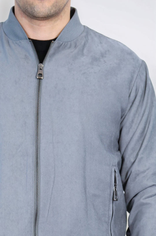 Cappotto bomber da uomo grigio con tasche semplici con cerniera - Wessi