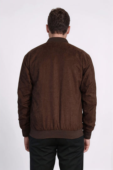 Коричневый мужской бомбер с простыми карманами на молнии - Wessi