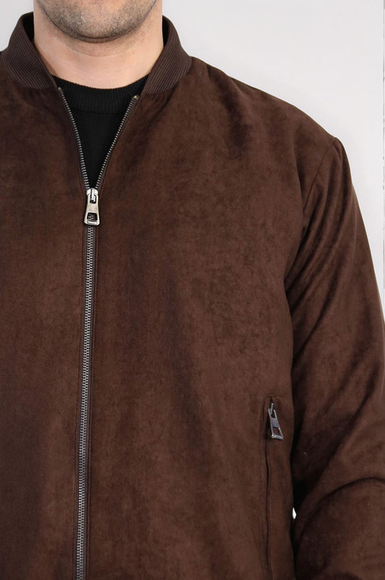 Коричневый мужской бомбер с простыми карманами на молнии - Wessi