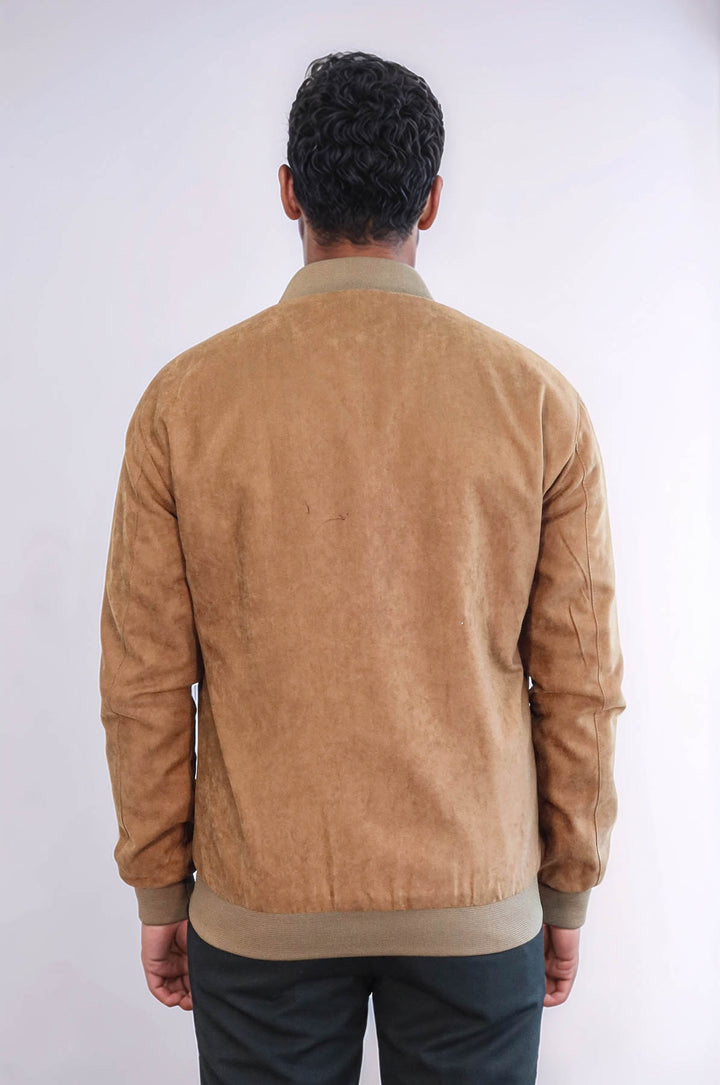 Cappotto bomber da uomo marrone chiaro con tasche con cerniera semplici - Wessi