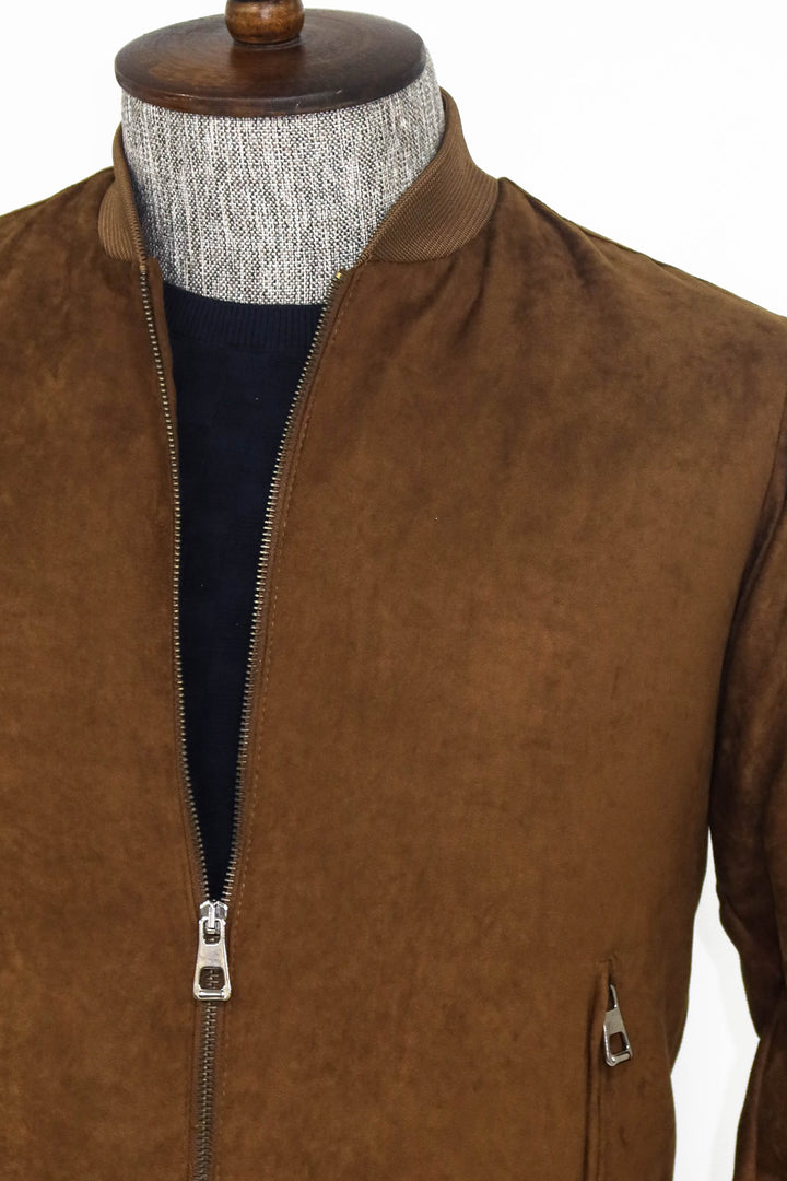 Cappotto bomber da uomo marrone con tasche semplici con cerniera - Wessi