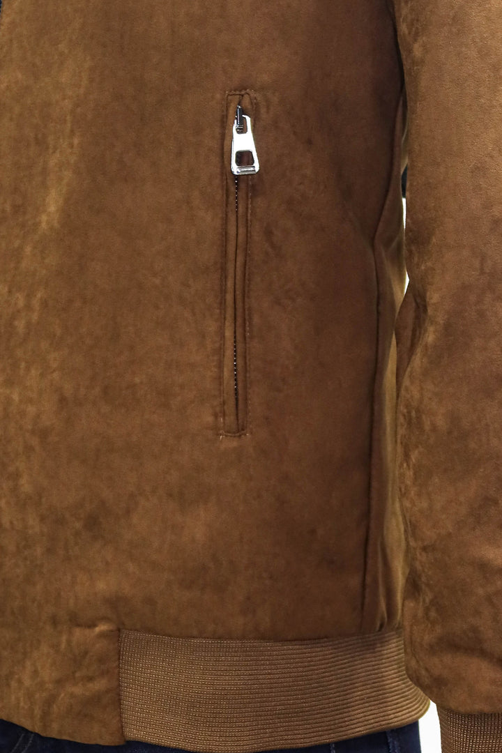 Cappotto bomber da uomo marrone con tasche semplici con cerniera - Wessi