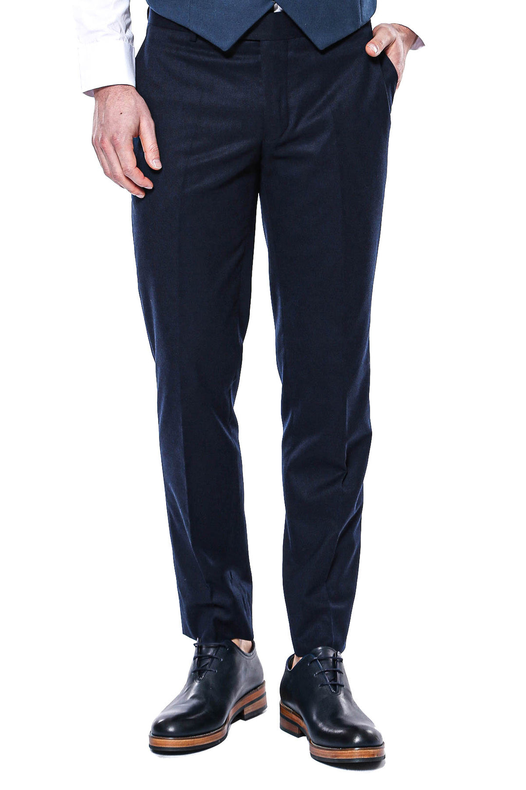 Plain Navy Blue Men Trousers - Wessi