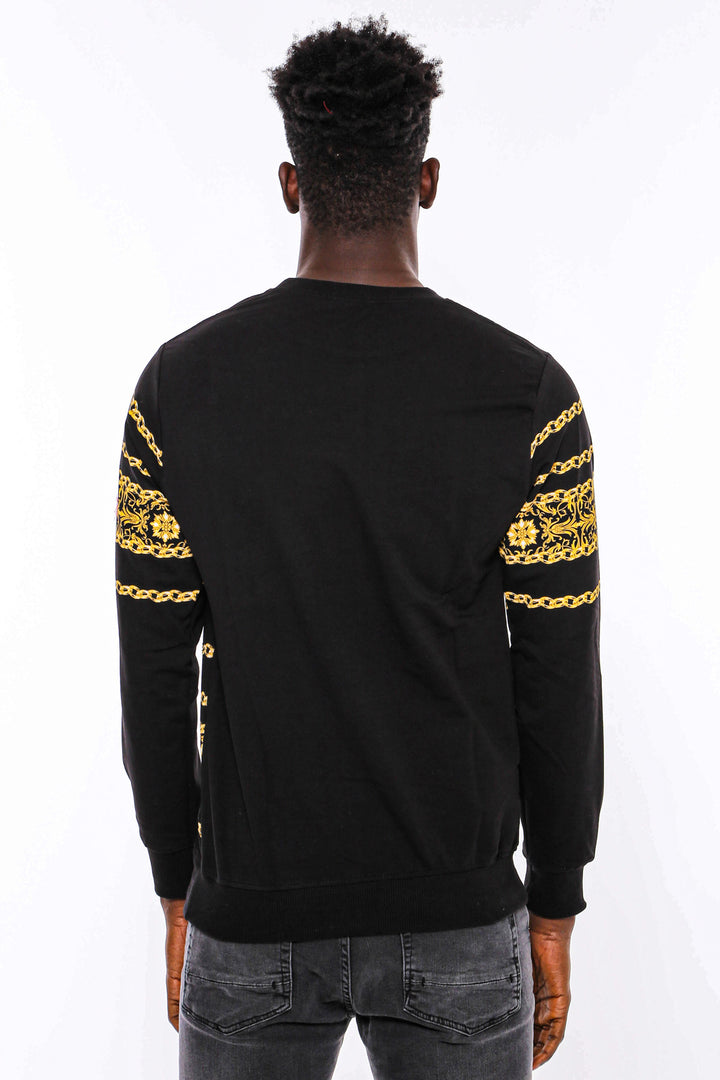 Felpa Slim Fit Nera Gialla Fantasia - Wessi