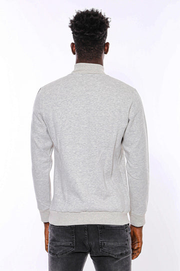 Sweat Gris à Motifs Col Mao - Wessi