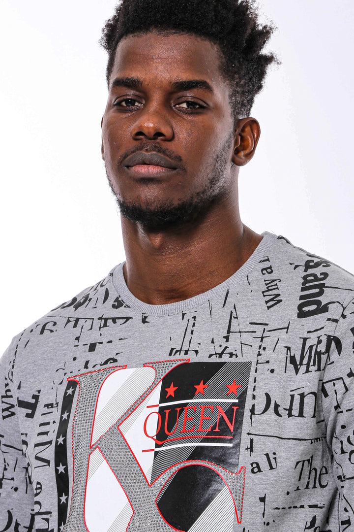 Felpa grigia slim fit a fantasia - Wessi