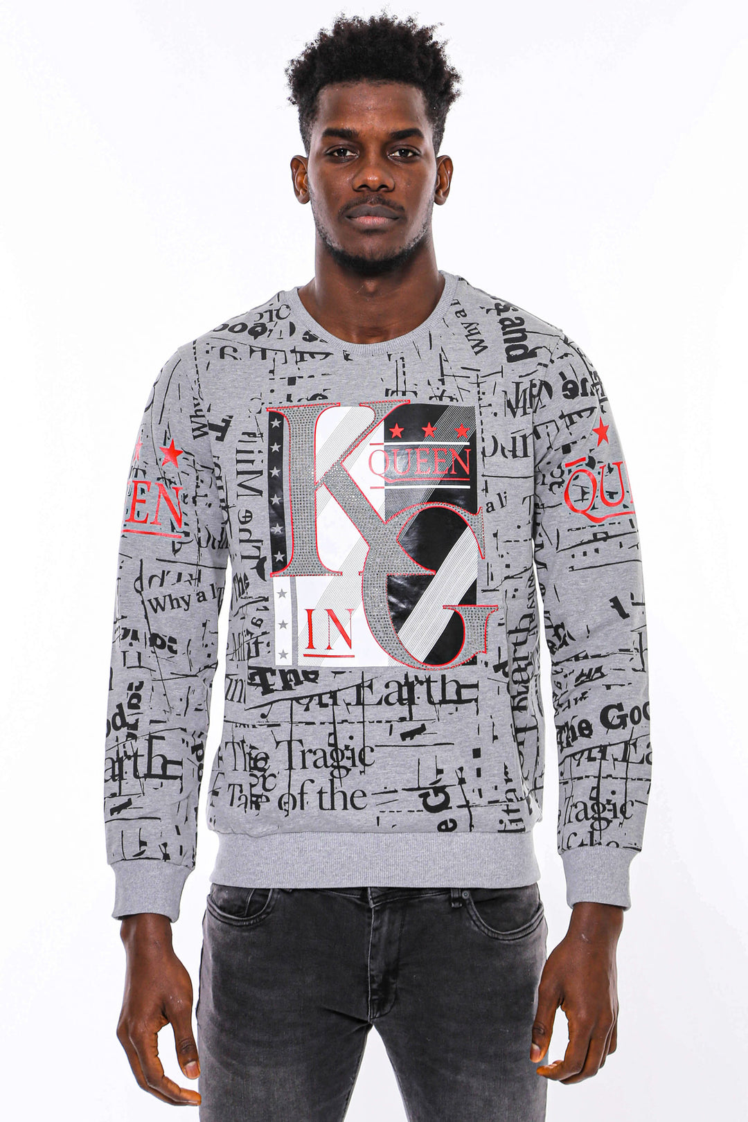 Felpa grigia slim fit a fantasia - Wessi