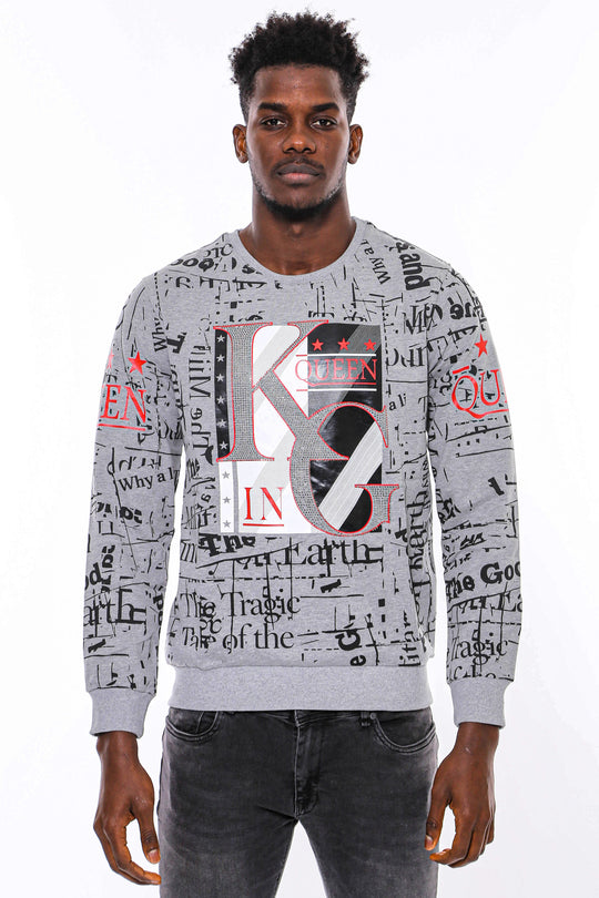 Sudadera Estampada Slim Fit Gris - Wessi