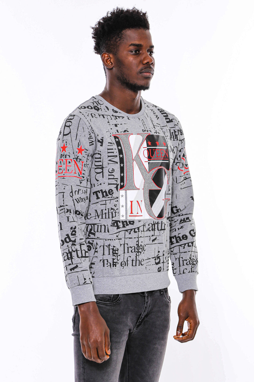 Felpa grigia slim fit a fantasia - Wessi