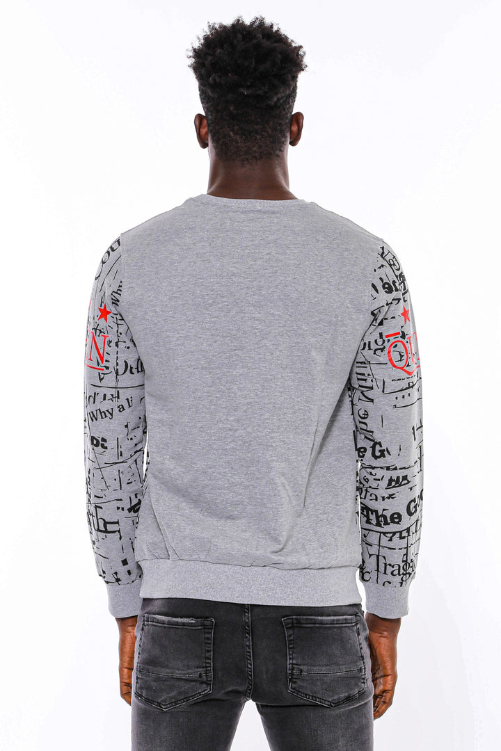 Felpa grigia slim fit a fantasia - Wessi