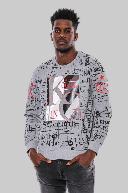 Sudadera Estampada Slim Fit Gris - Wessi