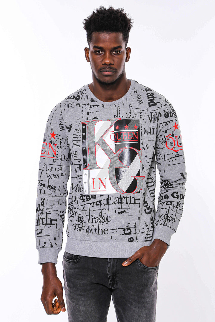 Felpa grigia slim fit a fantasia - Wessi
