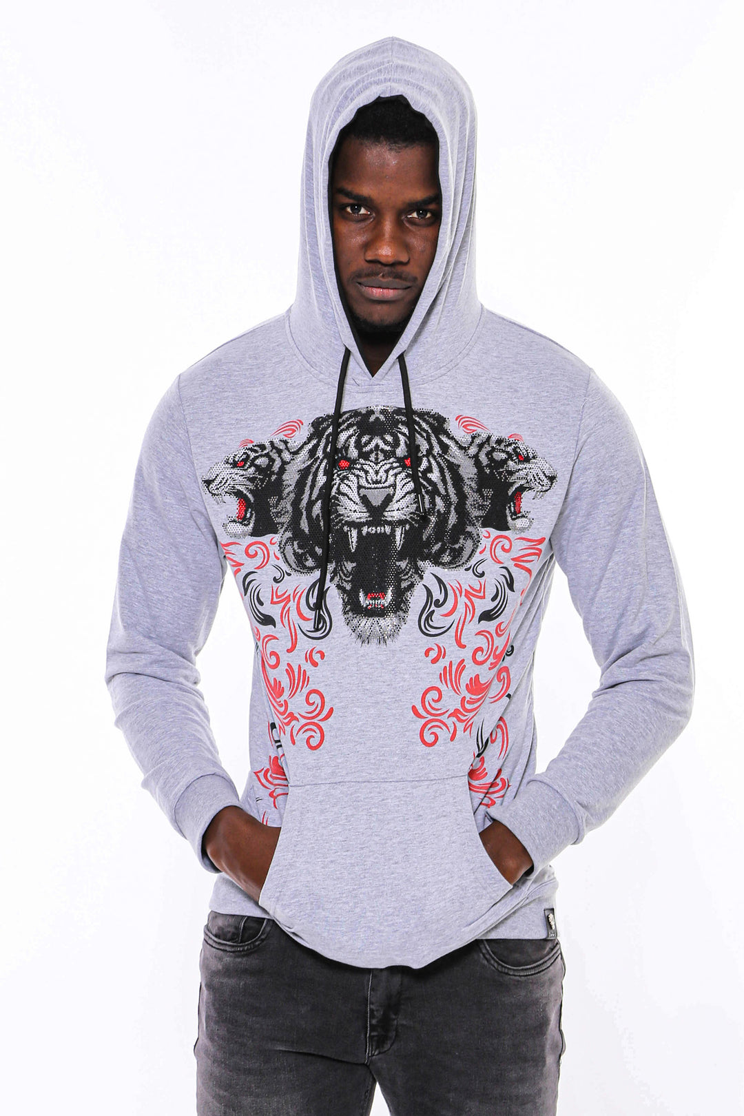 Sudadera Estampada Gris Plata Con Capucha - Wessi