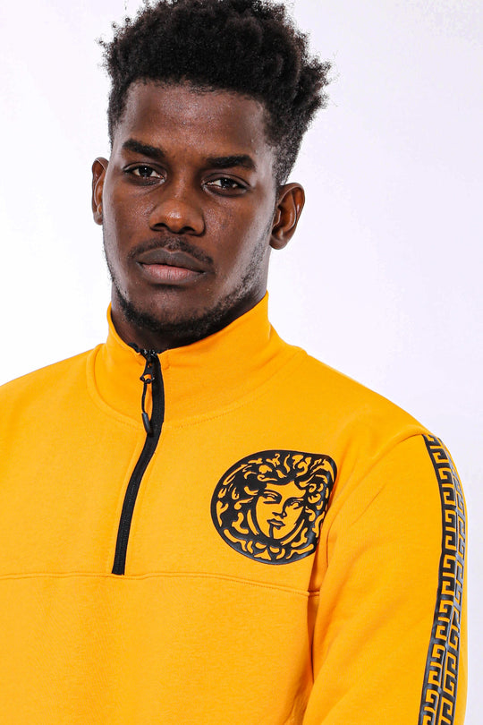Sweat à Motifs Col Mao Jaune - Wessi