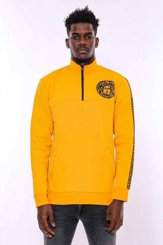 Sweat à Motifs Col Mao Jaune - Wessi