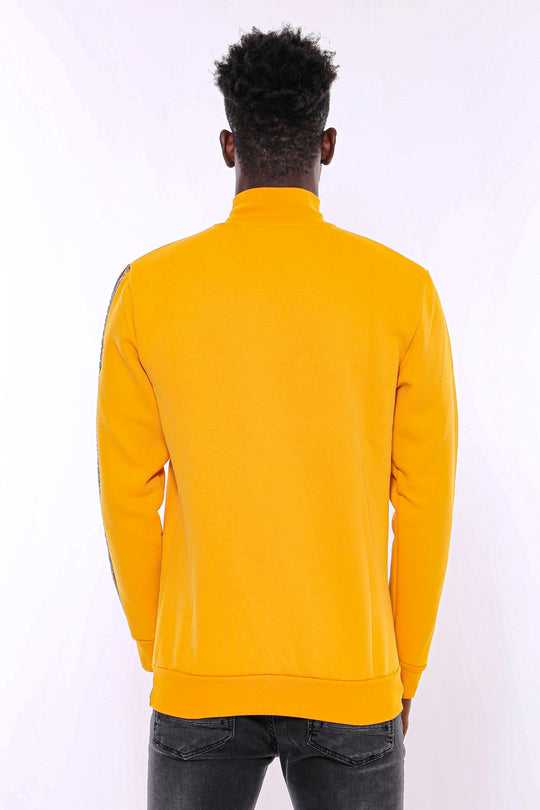 Sweat à Motifs Col Mao Jaune - Wessi