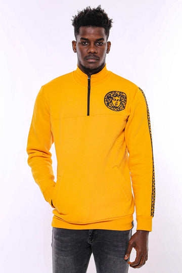Sweat à Motifs Col Mao Jaune - Wessi