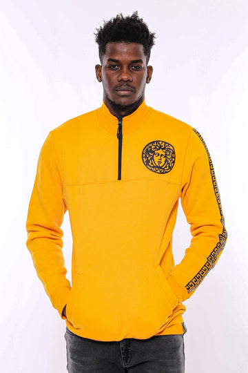 Sweat à Motifs Col Mao Jaune - Wessi