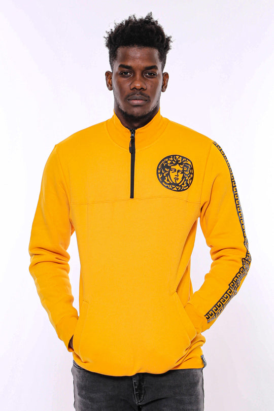 Sweat à Motifs Col Mao Jaune - Wessi